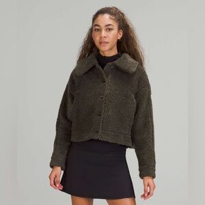 Lululemon Textured Fleece Button Jacket | Dark Olive | 4